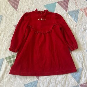 Vintage Toddler Girls Red Corduroy Dress